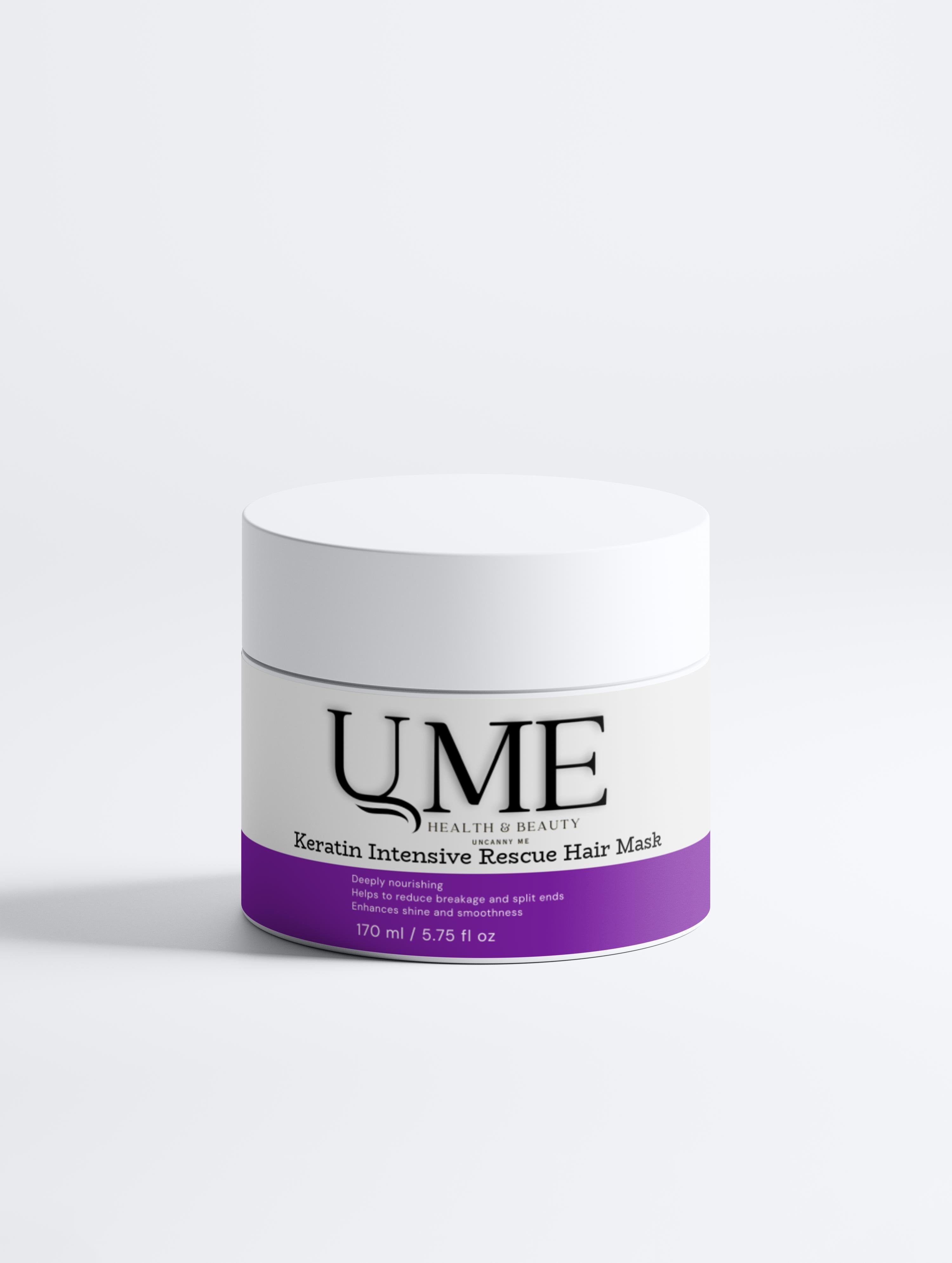 Jar of UME Keratin Intensive Rescue Hair Mask on a white background